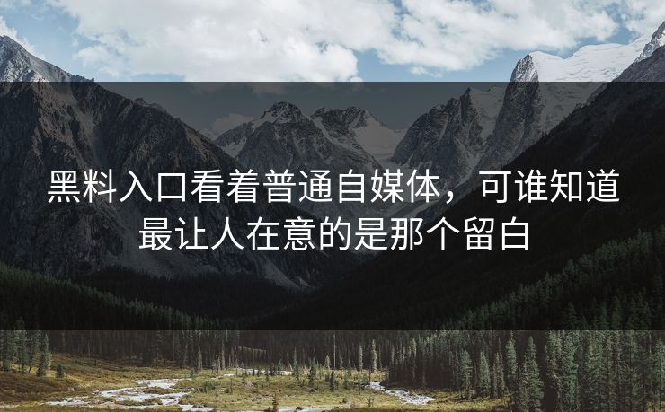 黑料入口看着普通自媒体，可谁知道最让人在意的是那个留白