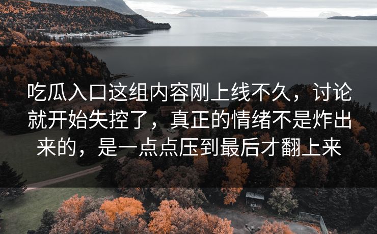 吃瓜入口这组内容刚上线不久，讨论就开始失控了，真正的情绪不是炸出来的，是一点点压到最后才翻上来