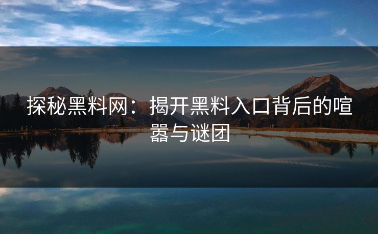 探秘黑料网：揭开黑料入口背后的喧嚣与谜团
