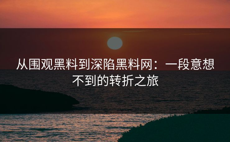 从围观黑料到深陷黑料网：一段意想不到的转折之旅