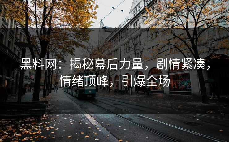 黑料网：揭秘幕后力量，剧情紧凑，情绪顶峰，引爆全场