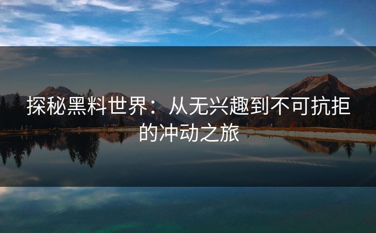 探秘黑料世界：从无兴趣到不可抗拒的冲动之旅