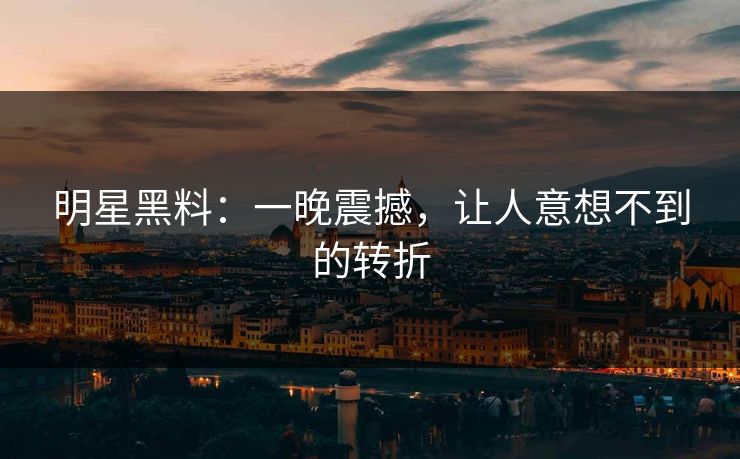 明星黑料：一晚震撼，让人意想不到的转折