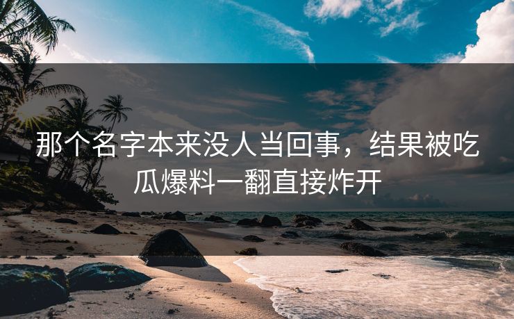 那个名字本来没人当回事，结果被吃瓜爆料一翻直接炸开