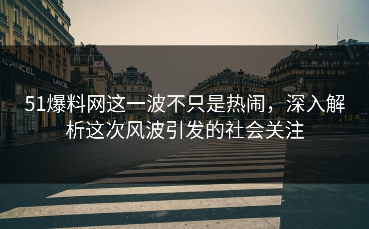 51爆料网这一波不只是热闹，深入解析这次风波引发的社会关注